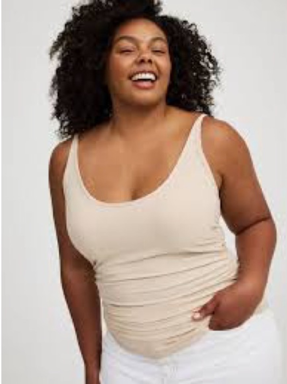 torrid Ribbed Scoop Tank Top - taupe